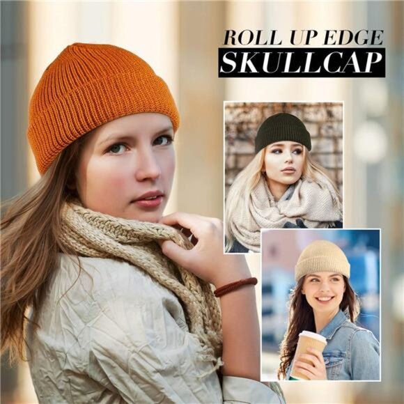 12 Pieces Trawler Beanie Hats Knit Cuff Beanie Roll-Up Edge Skull Cap Fisherman - Picture 6 of 7